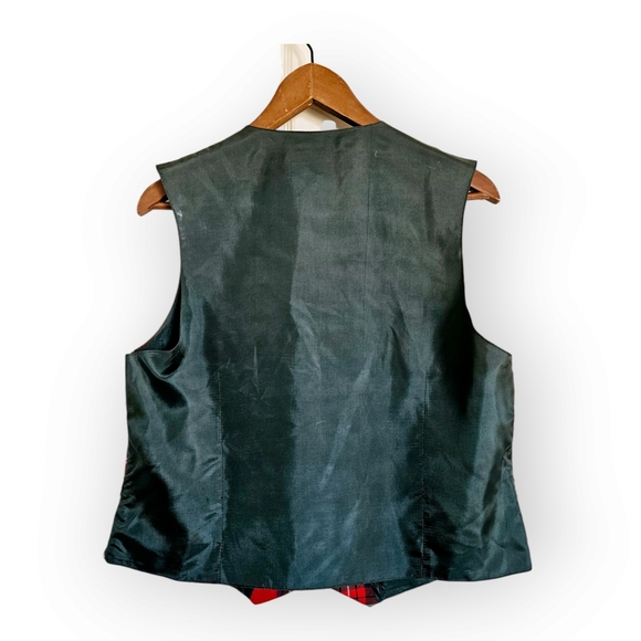 Women's James Pringle Weavers of Inverness Red Tartan Plaid Wool Vest Size 16 - Picture 2 of 7